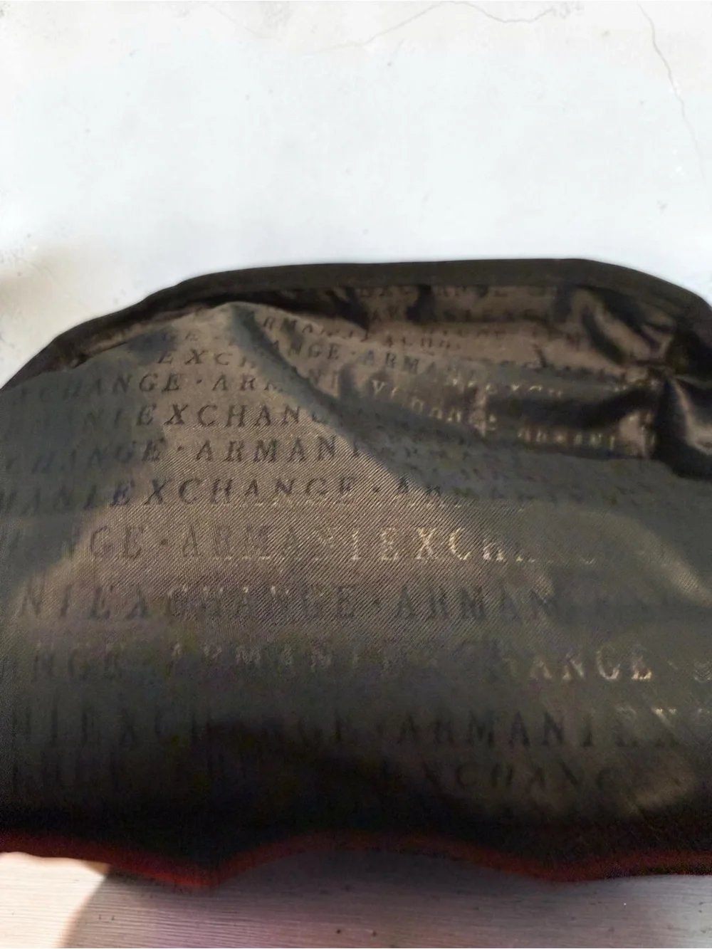 NWT Armani Exchange Burnt Orange and Black Nylon Drawstring Backpack